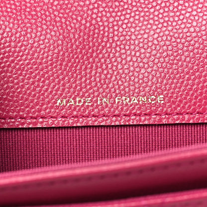 Chanel Caviar Quilted Flap Card Holder Wallet Fuchsia 7 of 9