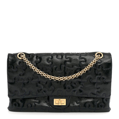 Chanel Crackled Patent Calfskin Puzzle 2.55 Reissue 226 Flap Blue 1 of 10