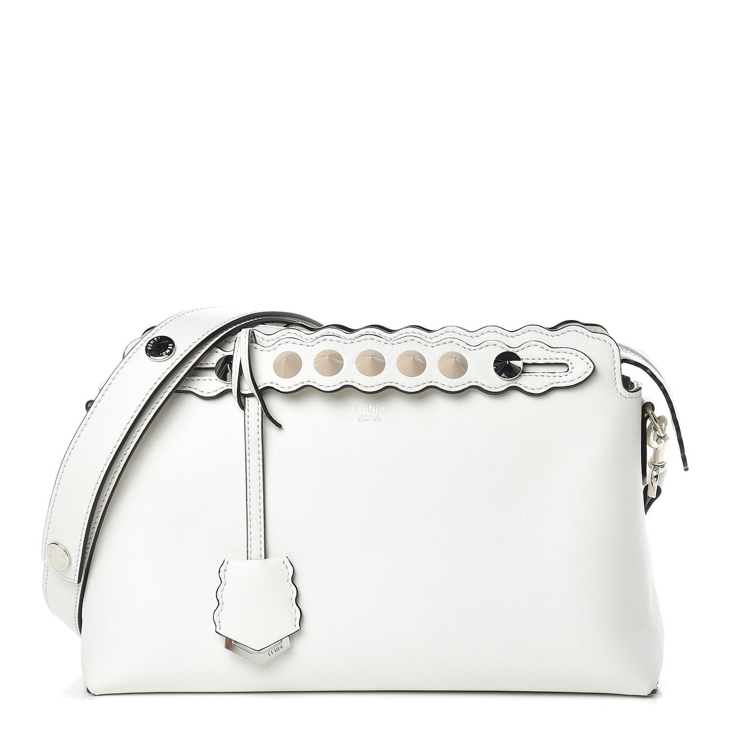 Vitello Dolce Scalloped Studded Medium By The Way Boston Bag White Ice