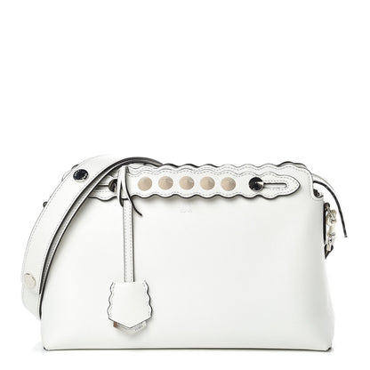 Fendi Vitello Dolce Scalloped Studded Medium By The Way Boston Bag White Ice 1 of 10