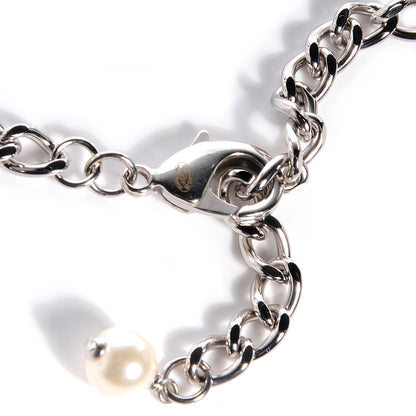 Chanel Pearl CC Long Chain Necklace Silver 5 of 6