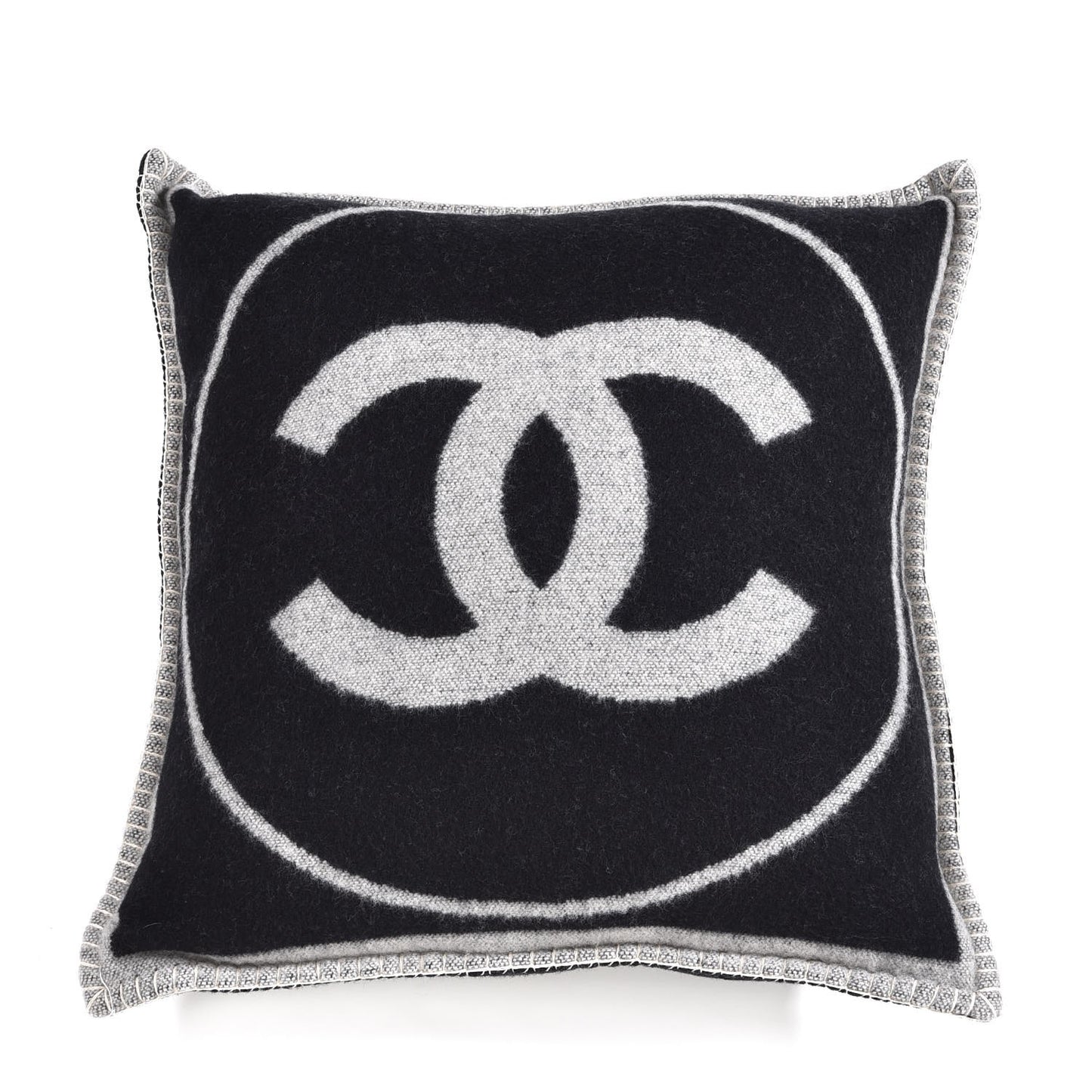 Merino Wool Cashmere CC Pillow Black Beige