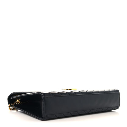 Saint Laurent Grain De Poudre Matelasse Chevron Large Monogram Satchel Black 4 of 10