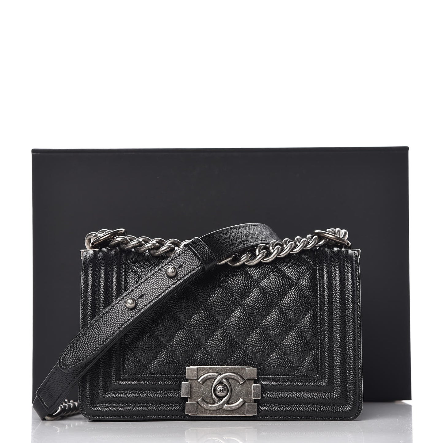 Caviar Quilted Small Boy Flap Black