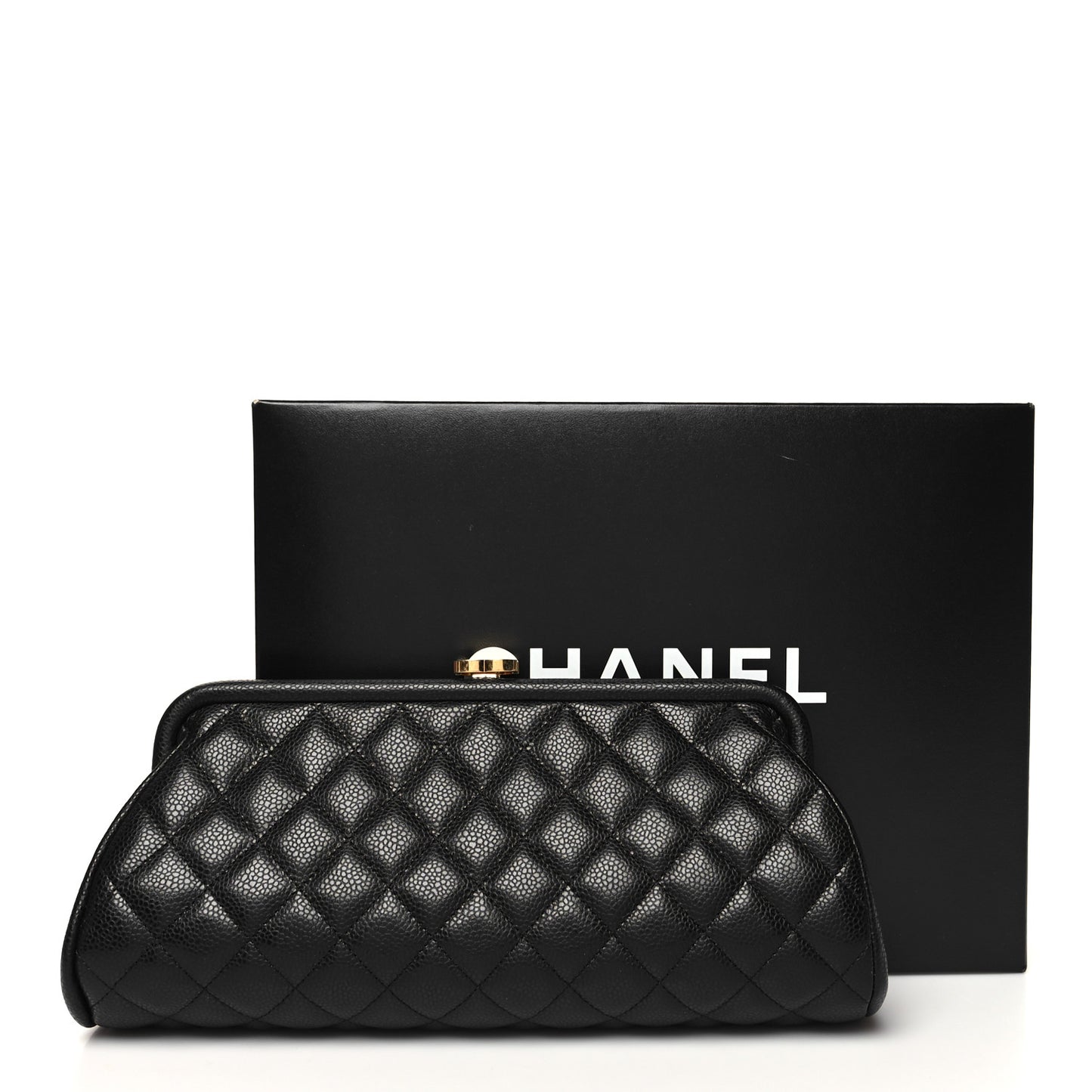 Caviar Quilted Timeless Clutch Black