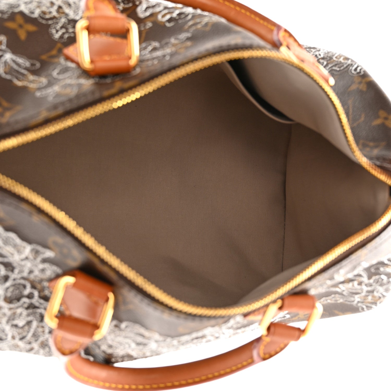 Louis Vuitton Monogram Dentelle Speedy 30 Silver 5 of 10