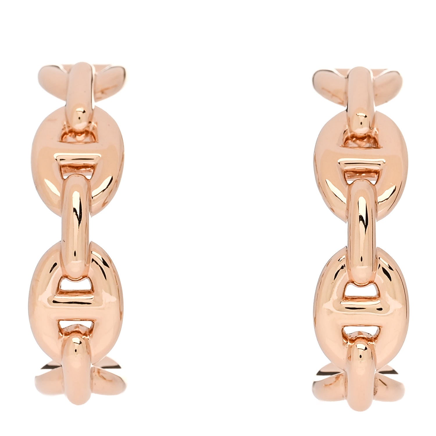 Hermes 18K Rose Gold Chaine d'Ancre Enchainee Earrings 1 of 5