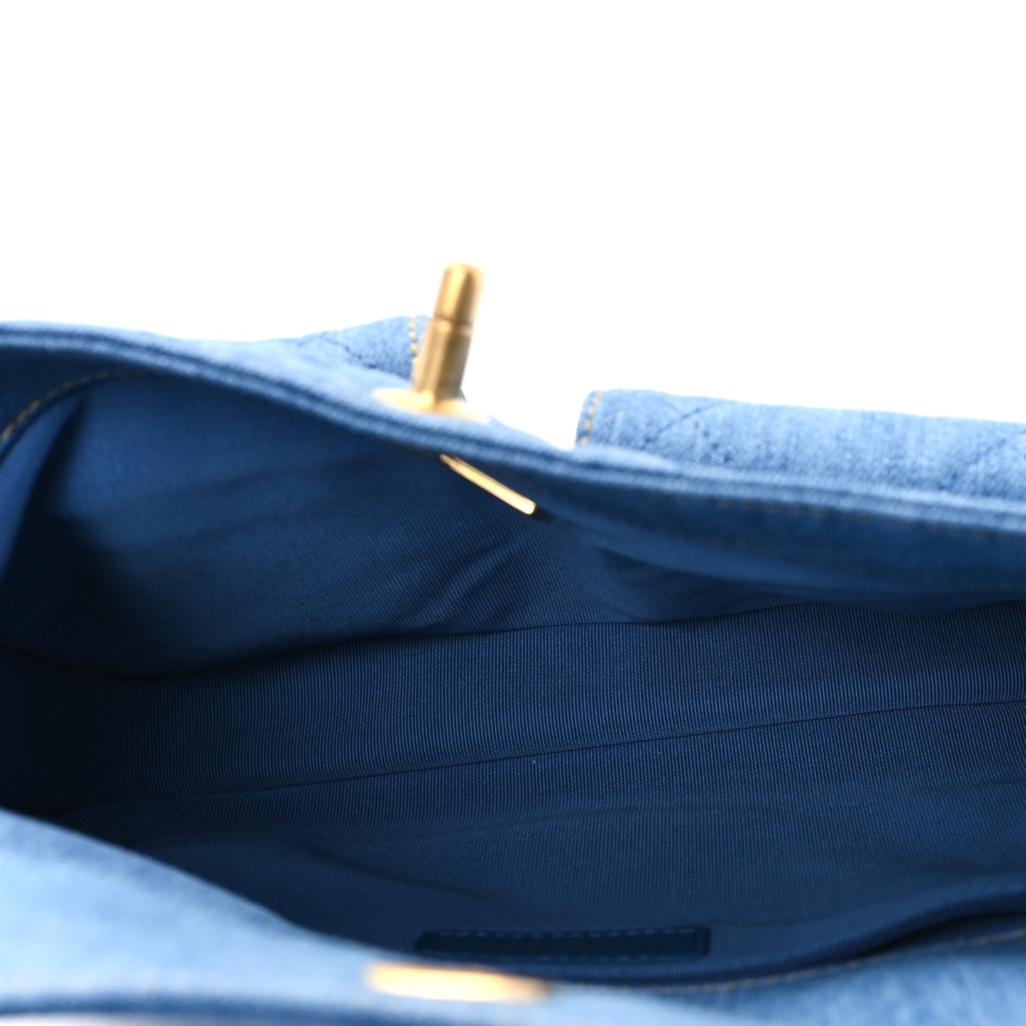 Denim Quilted Small Supple Twins Hobo Bag Blue