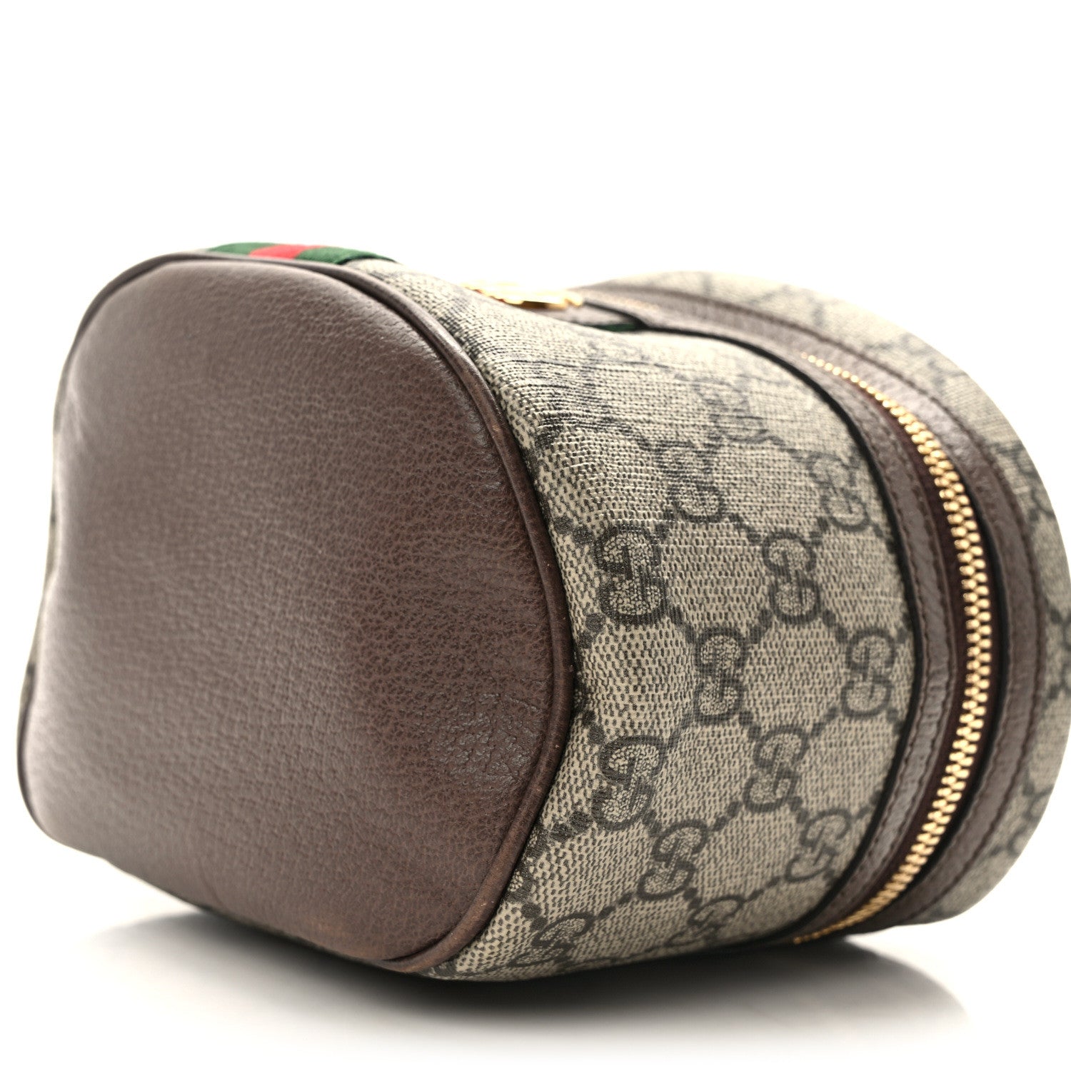 Gucci GG Supreme Monogram Textured Calfskin Web Ophidia Vanity Cosmetic Case Beige Ebony New Acero 8 of 11