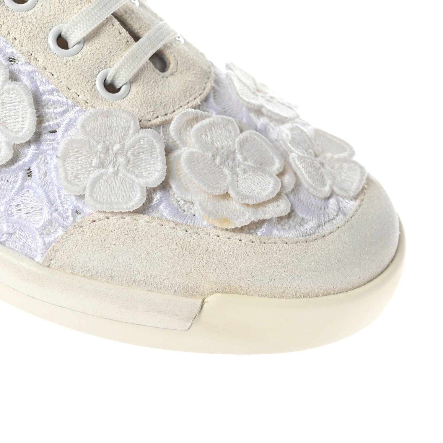 Chanel Suede Embroidered Flower Sneakers 38 White 12 of 17