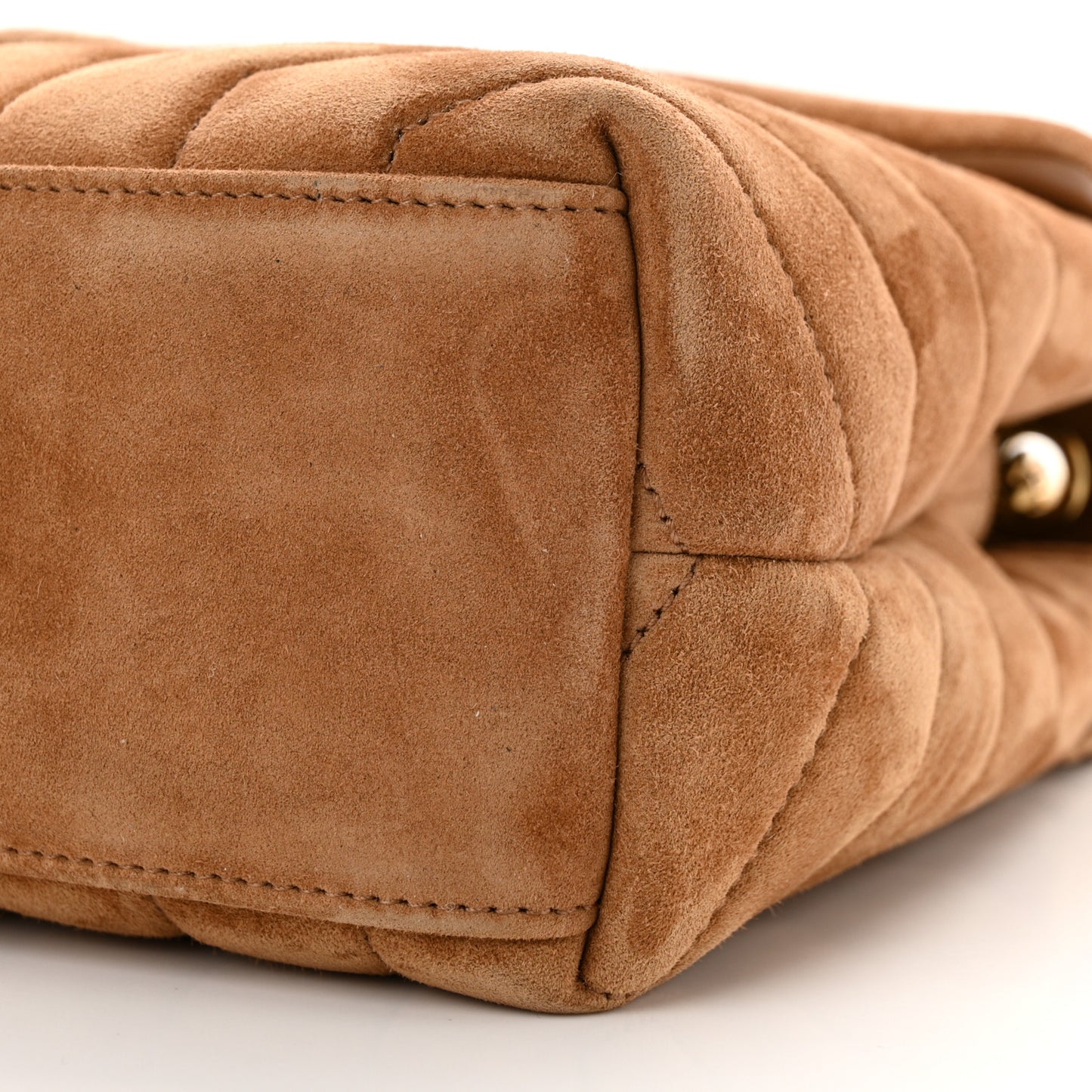 Suede Calfskin Y Quilted Monogram Small Loulou Chain Satchel Cinnamon
