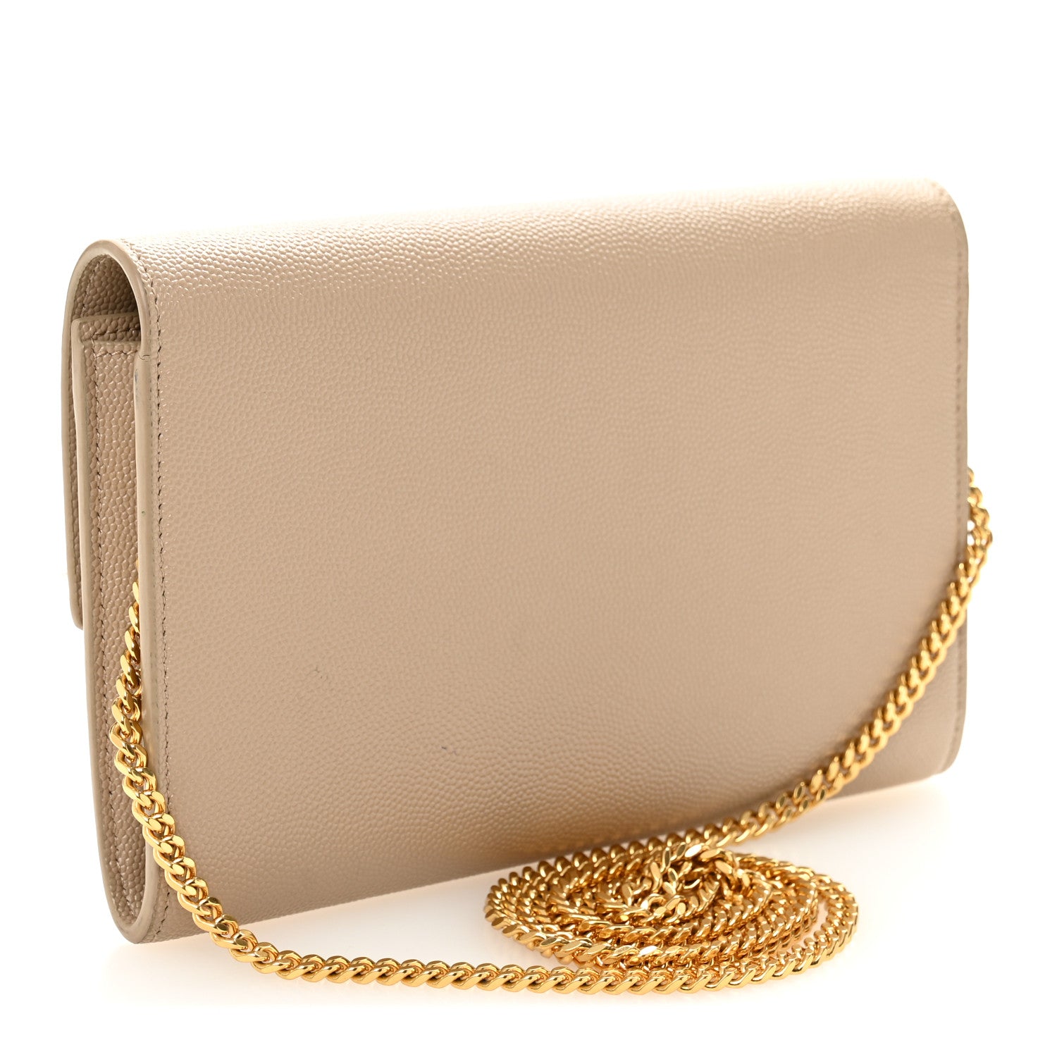 Saint Laurent Grain De Poudre Monogram Uptown Chain Wallet Dark Beige 3 of 10