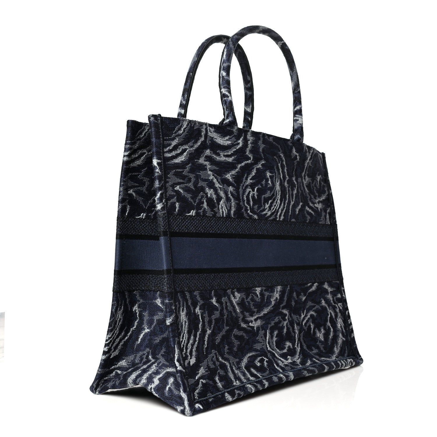 Christian Dior Canvas Embroidered Large Roses Embroidery Book Tote Blue 3 of 10