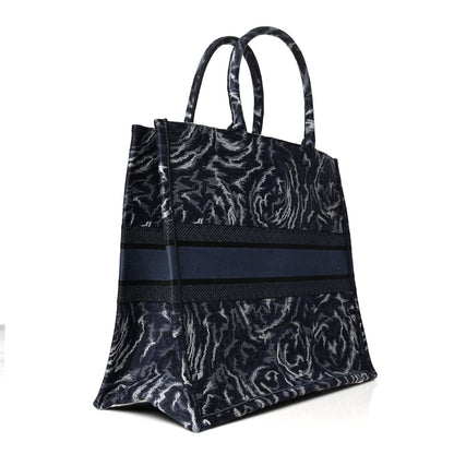 Christian Dior Canvas Embroidered Large Roses Embroidery Book Tote Blue 3 of 10