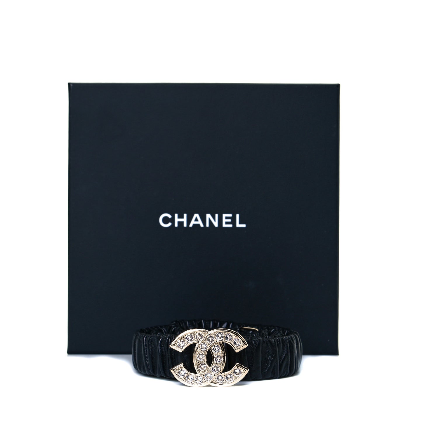Calfskin Crystal CC Belt 85 34 Black