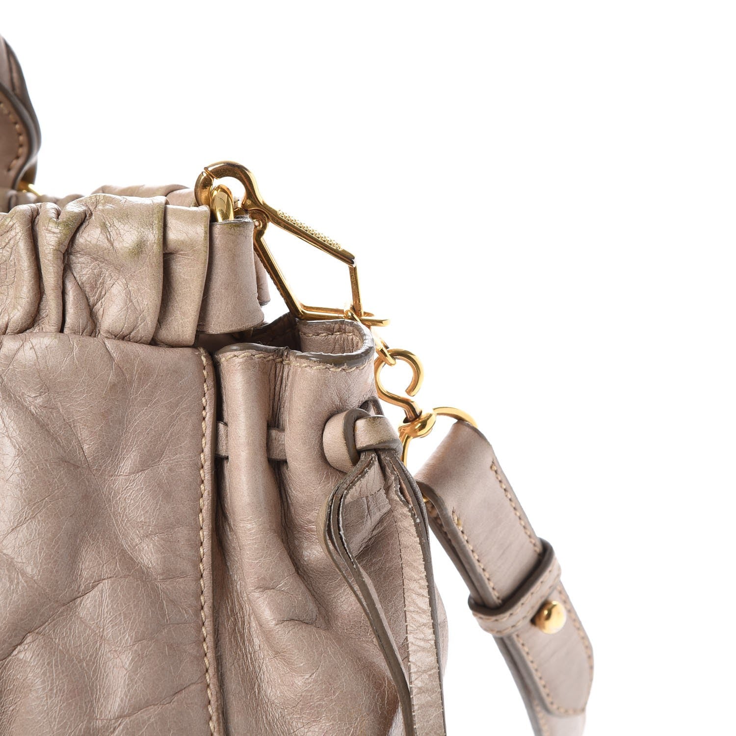 Miu Miu Vitello Lux Gathered Tote Pomice 14 of 16