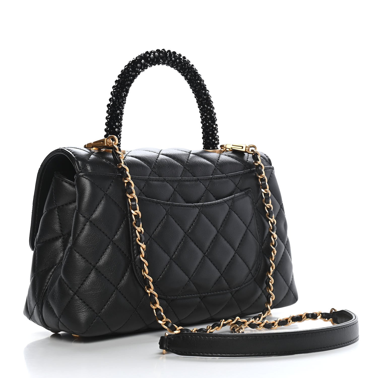 Chanel Calfskin Strass Quilted Mini Coco Handle Flap Black 3 of 10