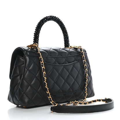Chanel Calfskin Strass Quilted Mini Coco Handle Flap Black 3 of 10