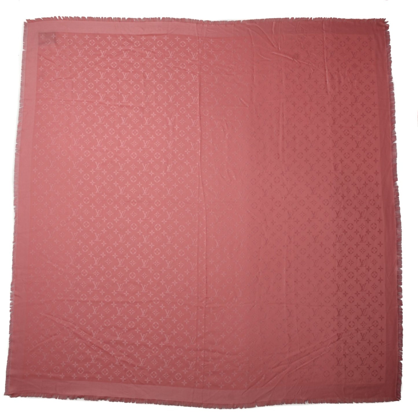 Silk Wool Monogram Shawl Corail