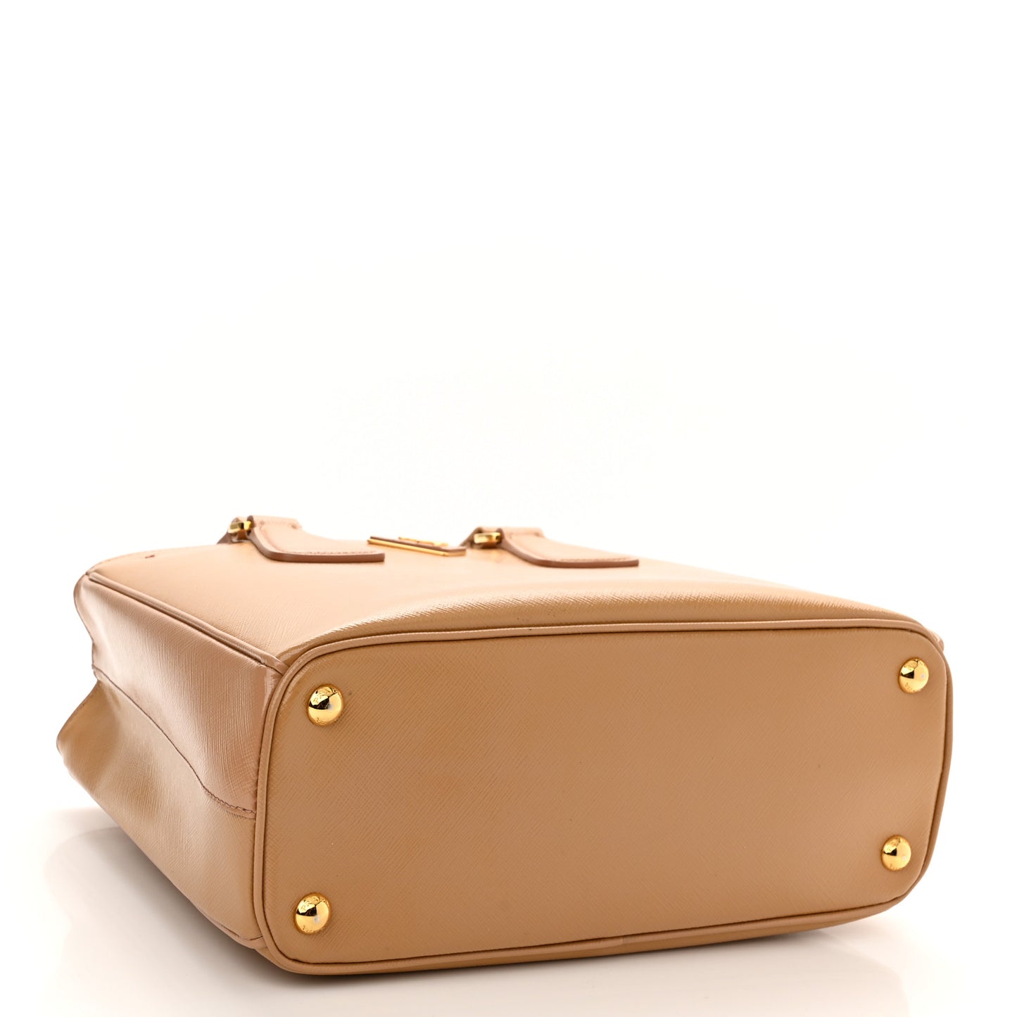 Saffiano Vernice Small Double Handle Tote Bag Cammeo