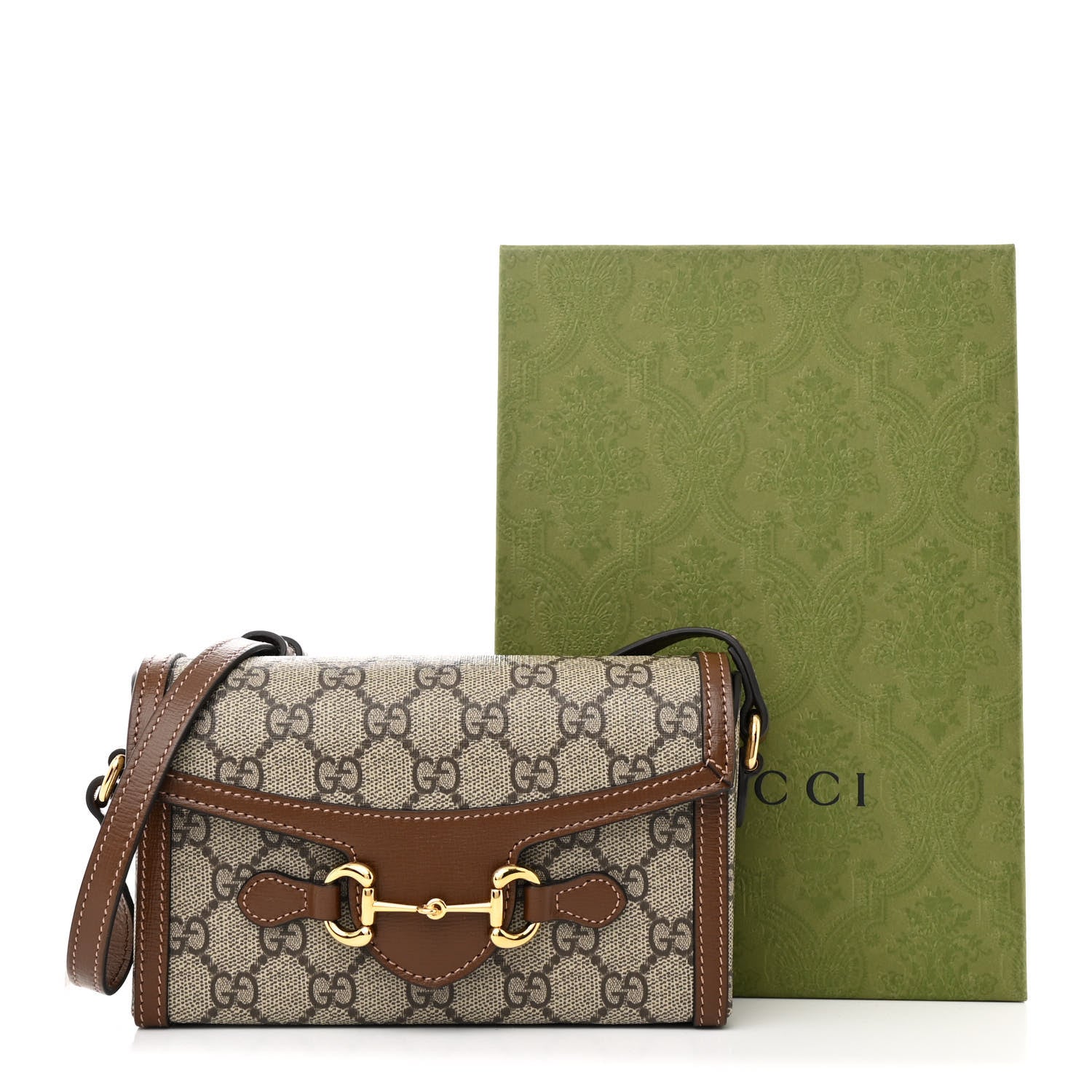 Gucci GG Supreme Monogram Mini Horsebit 1955 Shoulder Bag Beige Brown Sugar 12 of 12