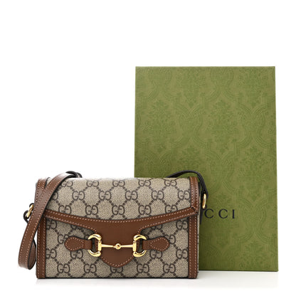 Gucci GG Supreme Monogram Mini Horsebit 1955 Shoulder Bag Beige Brown Sugar 12 of 12