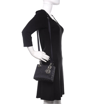 Christian Dior Satin Crystal Cannage Mini Lady Dior Navy 2 of 10