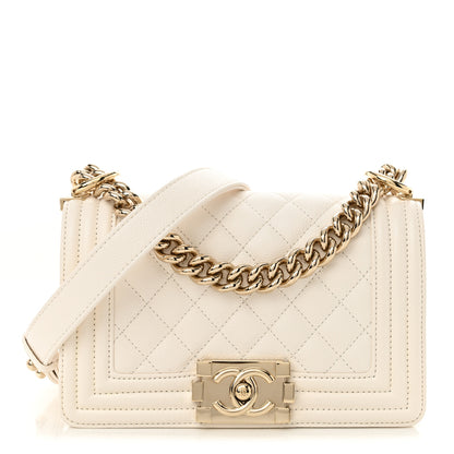 Chanel Caviar Quilted Small Boy Flap White 1 of 10