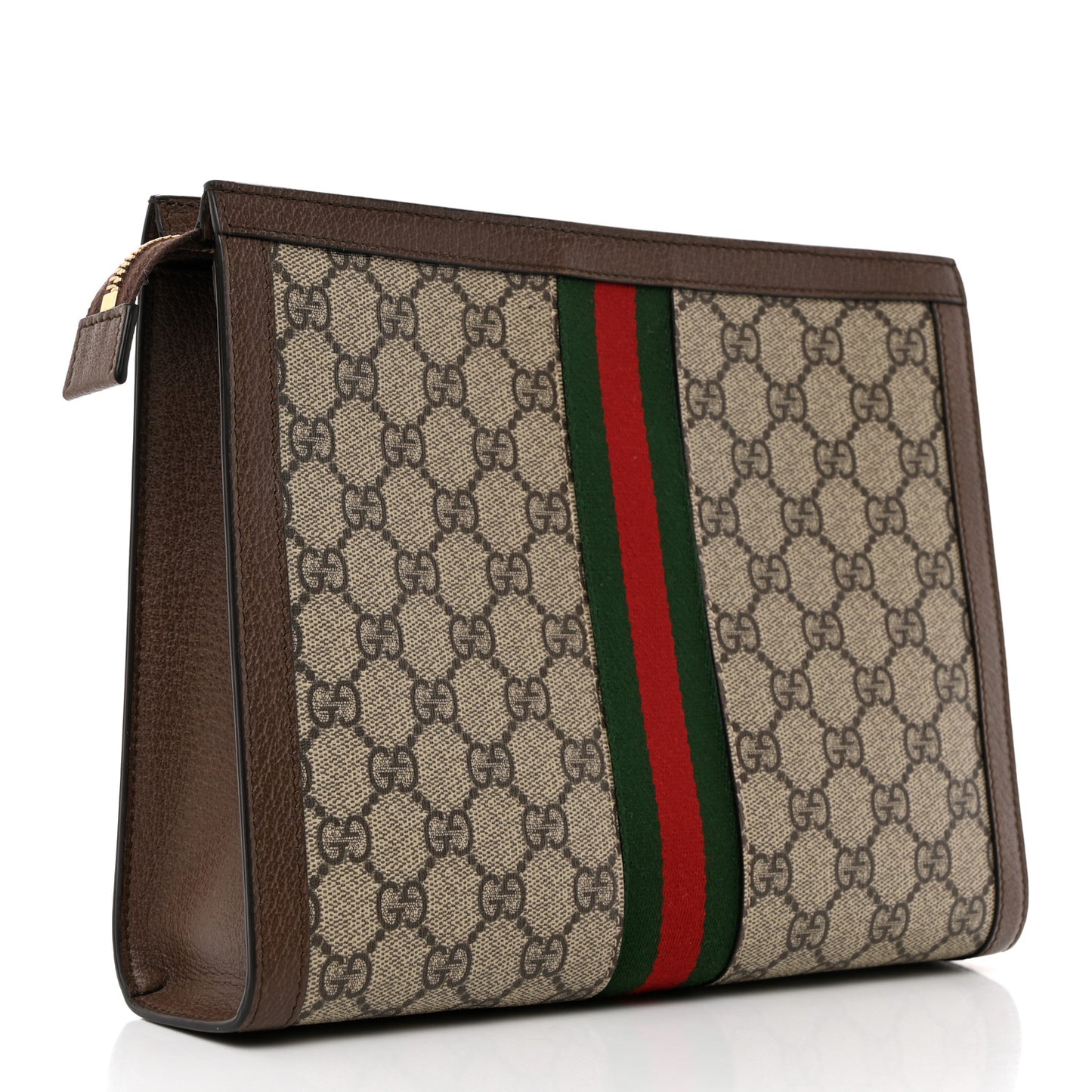 GG Supreme Monogram Web Ophidia Pouch Brown