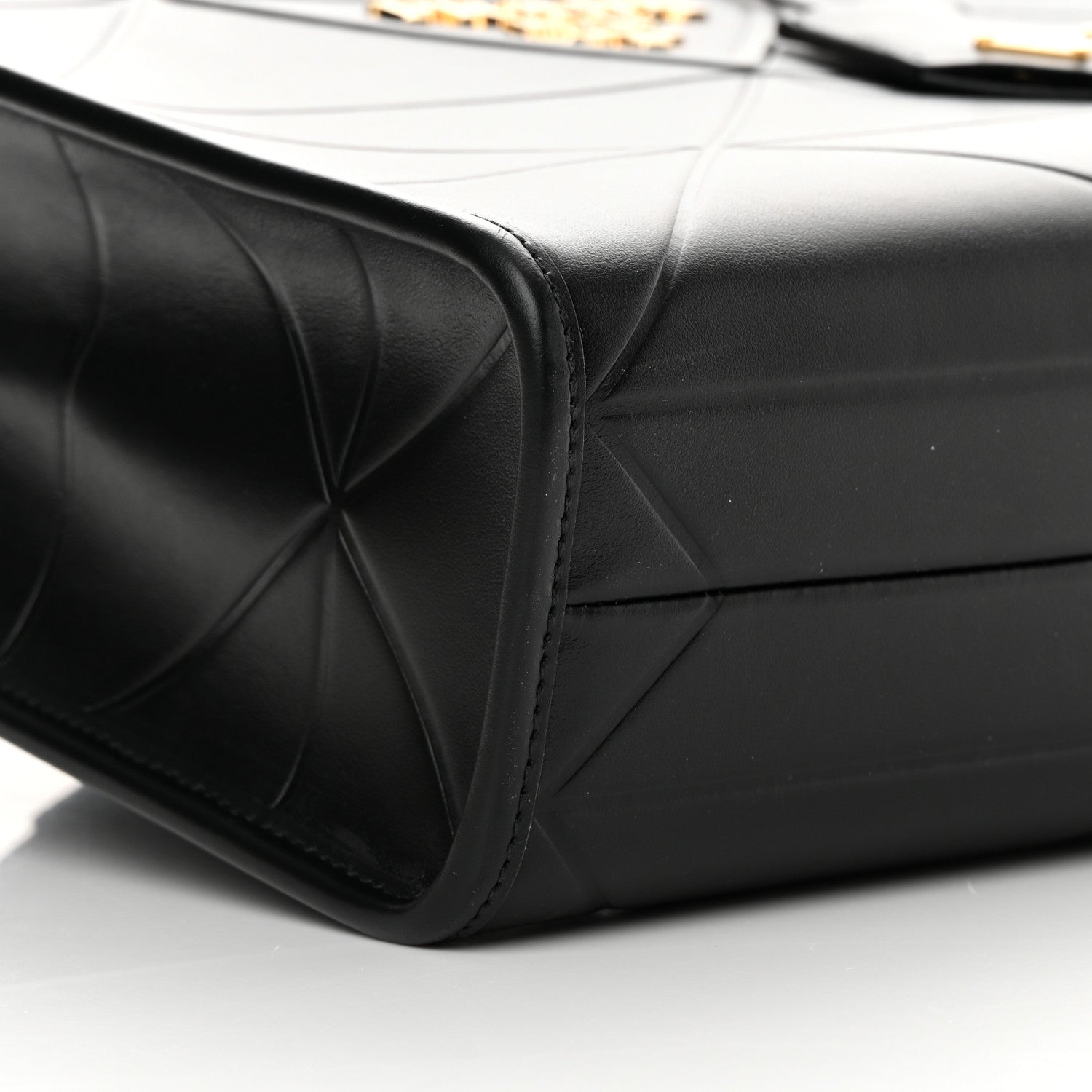 Prada Soft Calfskin Triangolo Symbole Embossed Small Tote Black 8 of 9