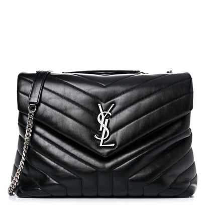 Saint Laurent Calfskin Y Quilted Monogram Medium Loulou Chain Satchel Black 1 of 25