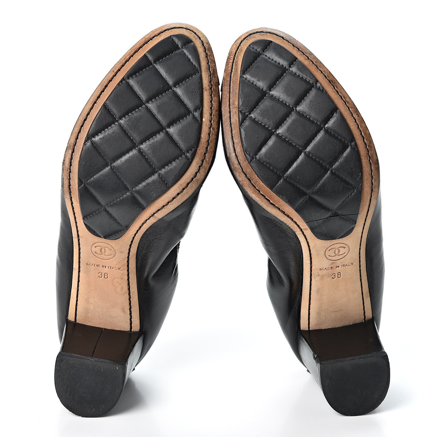 Chanel Lambskin Elastic Stretch Camellia Pumps 38 Black 8 of 10