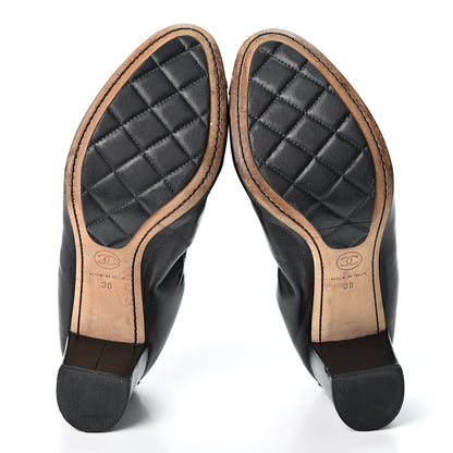 Chanel Lambskin Elastic Stretch Camellia Pumps 38 Black 8 of 10
