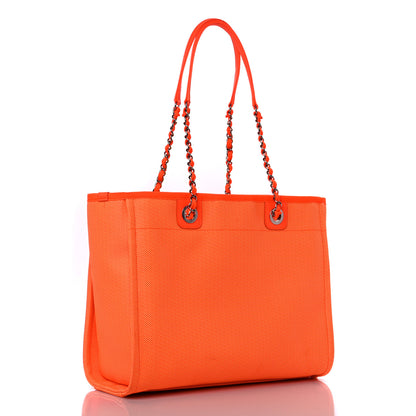 Chanel Mixed Fibers Calfskin Small Deauville Tote Orange Yellow 3 of 15
