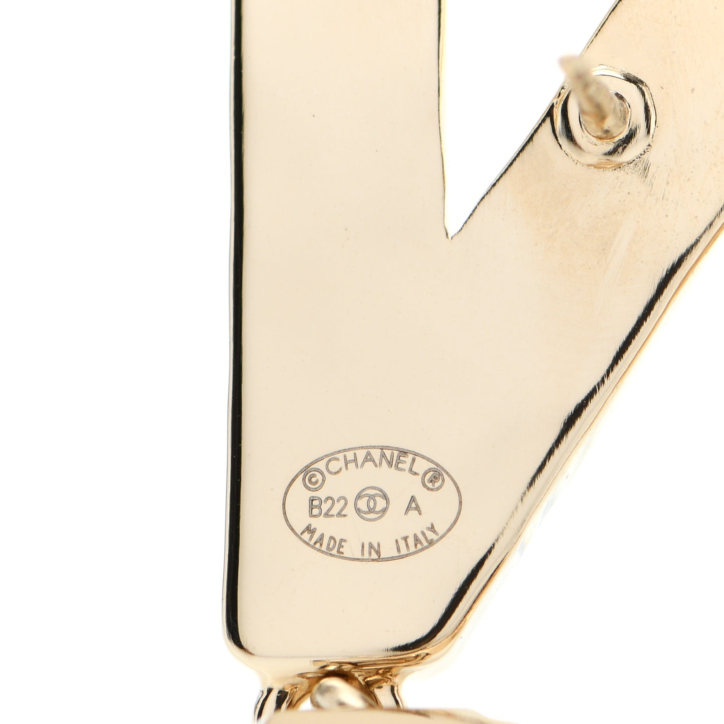 Metal Enamel Cha-Nel Logo Drop Earrings Black White