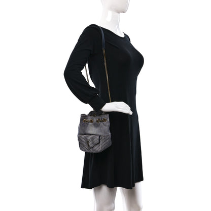 Saint Laurent Canvas Striped Nano Joe Bucket Bag Deep Marine Cream 2 of 9