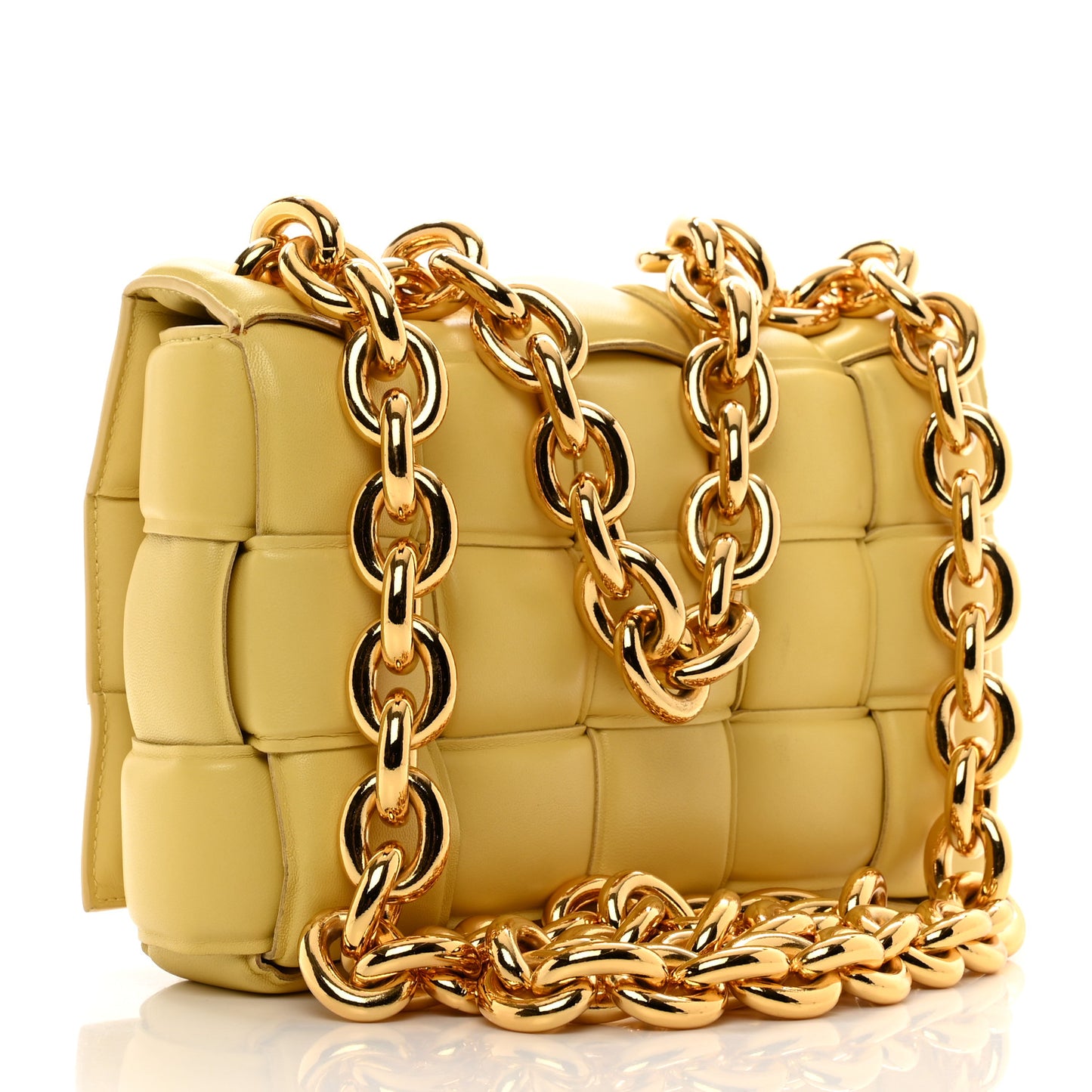 Lambskin Maxi Intreccio Padded Chain Cassette Crossbody Bag Corn