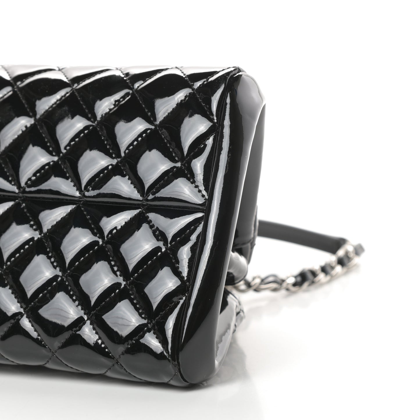 Patent Quilted Medium Just Mademoiselle Bowling Bag Black