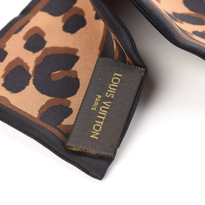 Louis Vuitton Silk Leopard Bandeau Scarf Marron 4 of 5