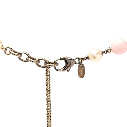 Chanel Pearl Bead CC Necklace Pink Purple Gold 4 of 5