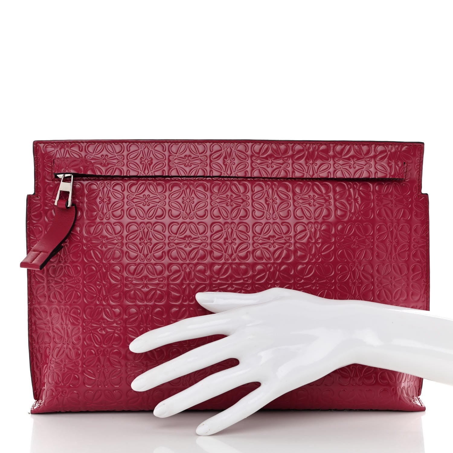 Loewe Calfskin Embossed Repeat T Pouch Raspberry 2 of 9