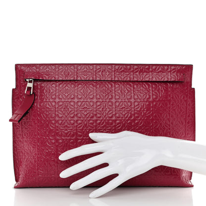 Loewe Calfskin Embossed Repeat T Pouch Raspberry 2 of 9