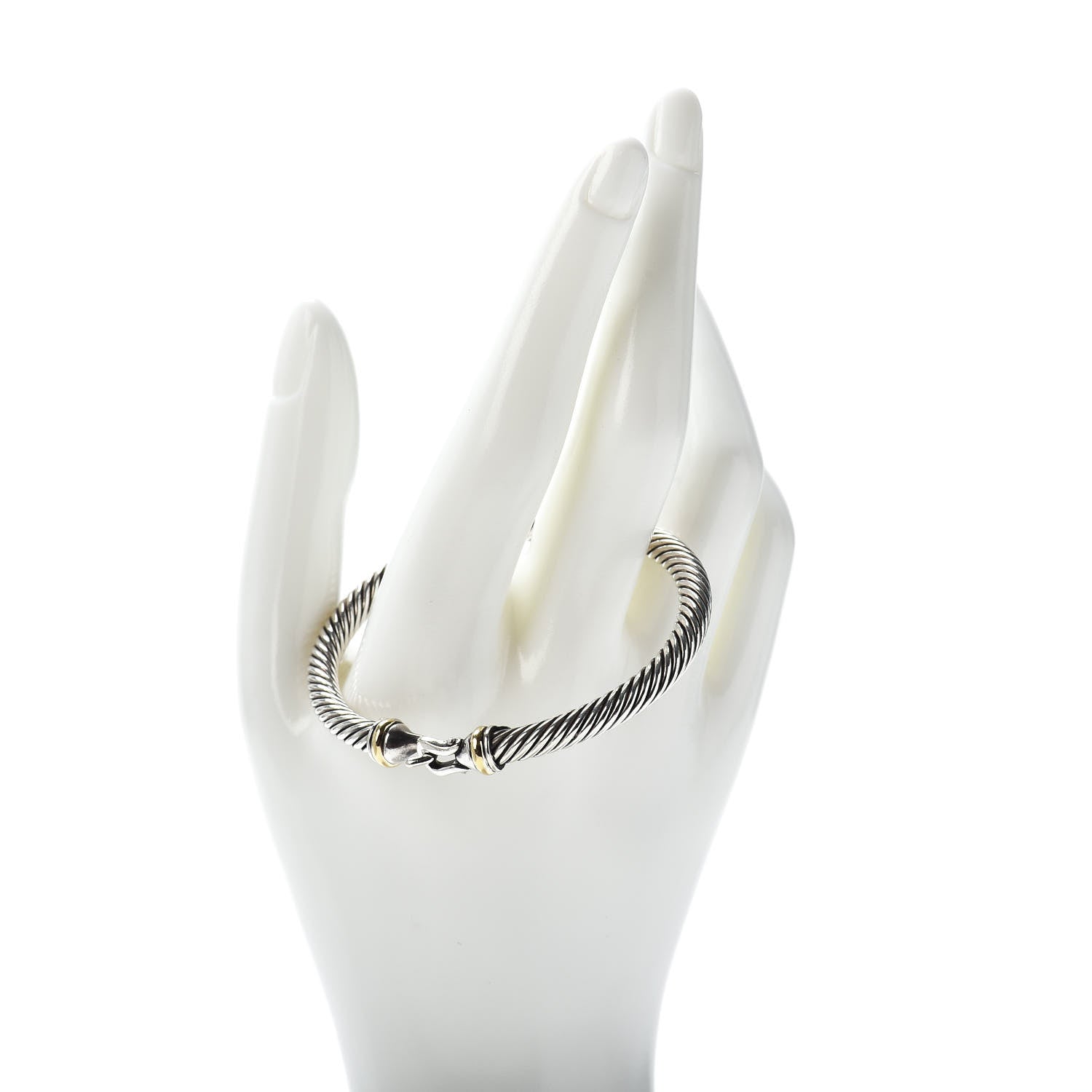 David Yurman Sterling Silver 18K Yellow Gold 5mm Cable Classic Buckle Bracelet 4 of 4