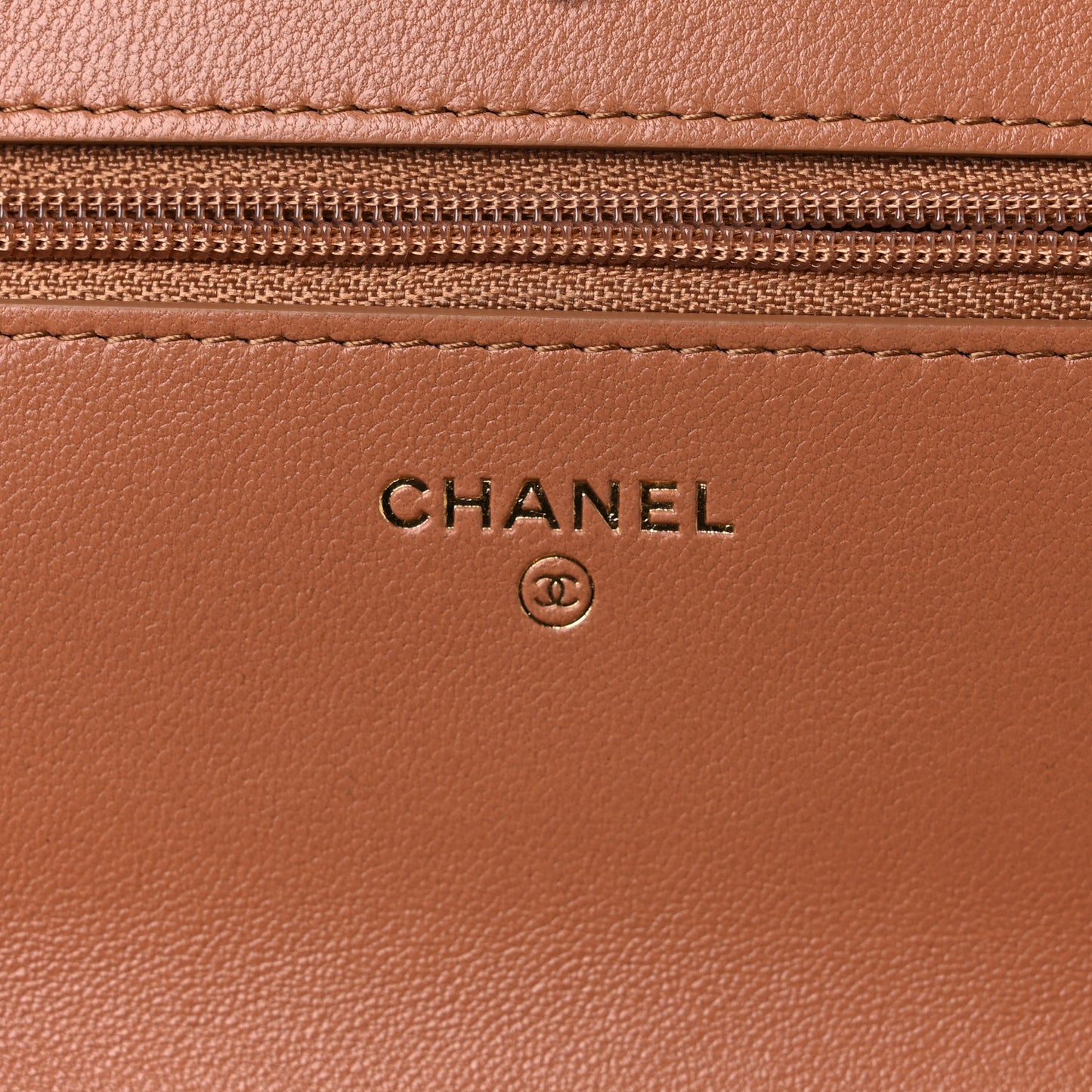 Lambskin Quilted Chanel 19 Wallet On Chain WOC Brown