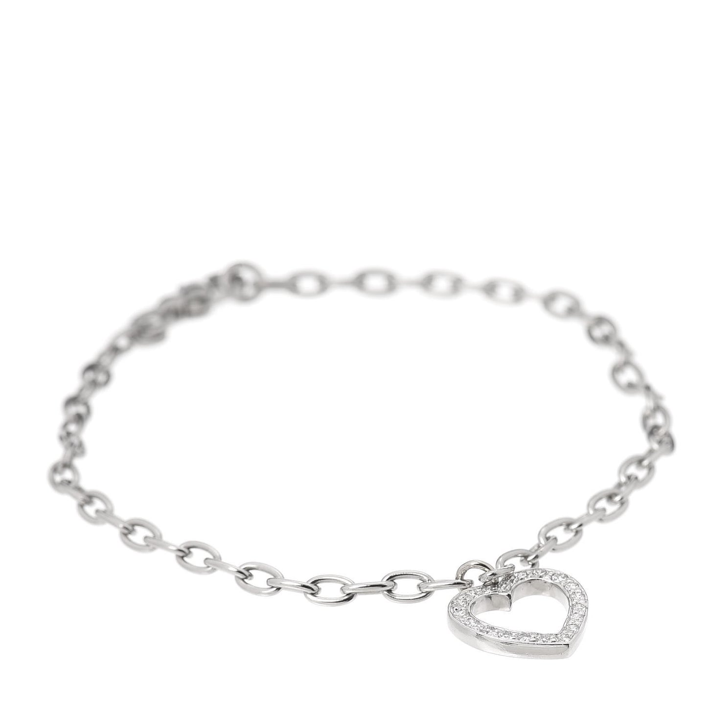 Platinum Diamond Heart Charm Bracelet