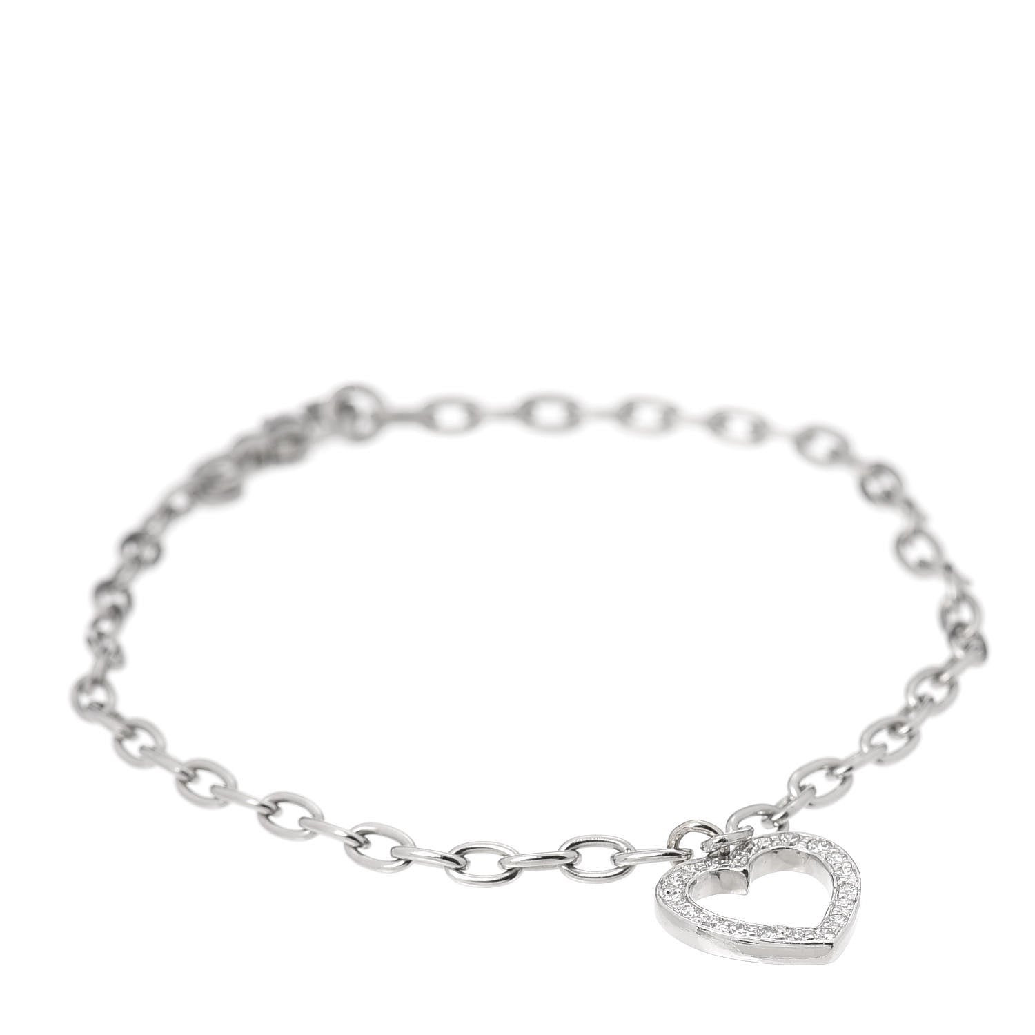Tiffany Platinum Diamond Heart Charm Bracelet 1 of 5