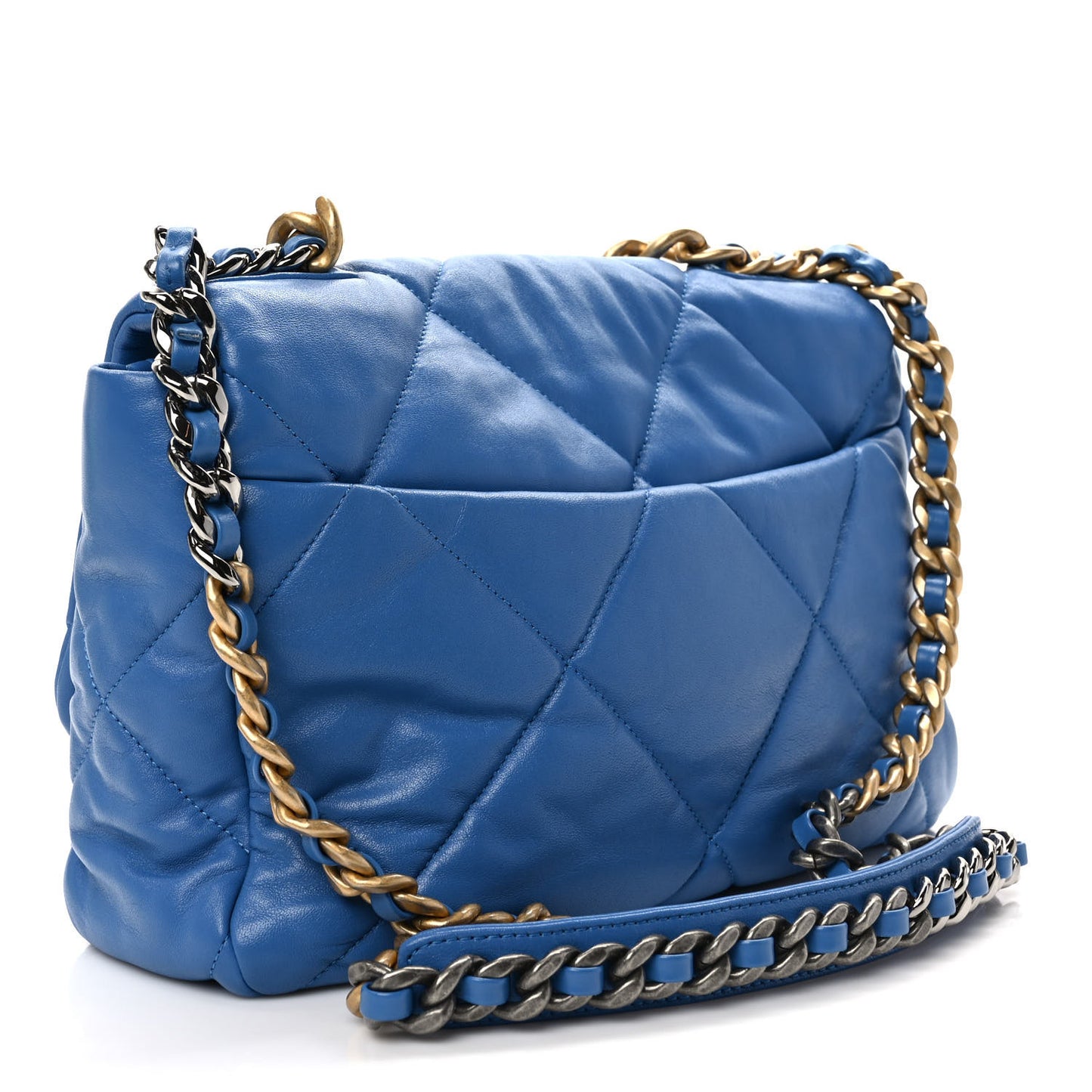 Lambskin Quilted Large Chanel 19 Flap Blue