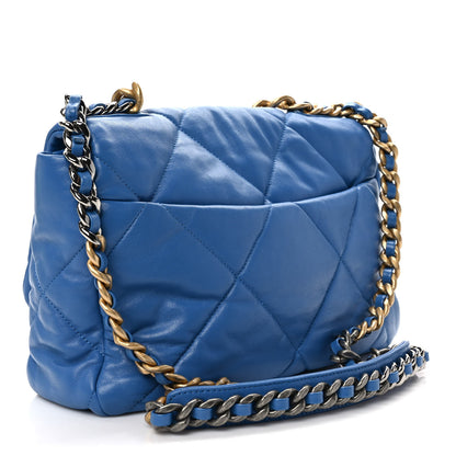 Chanel Lambskin Quilted Large Chanel 19 Flap Blue 3 of 9