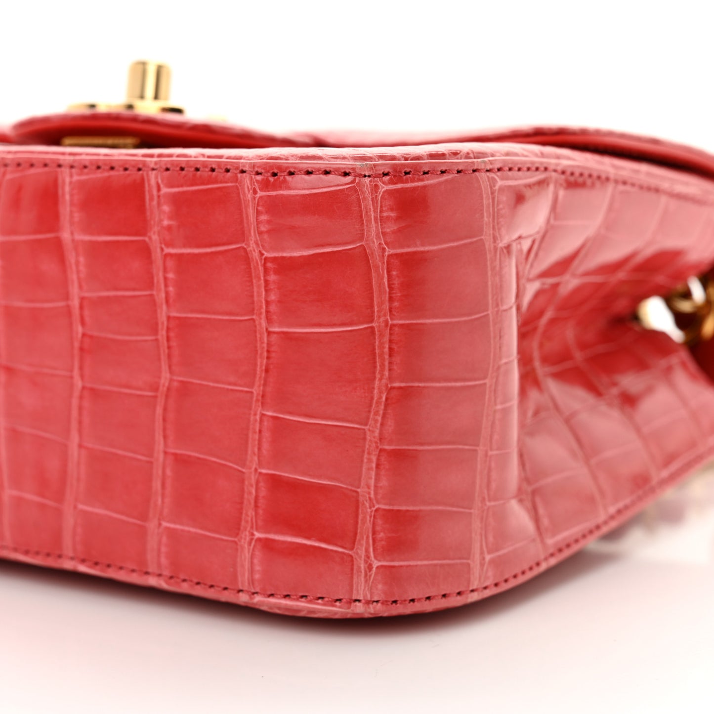 Shiny Alligator Mini Square Flap Pink
