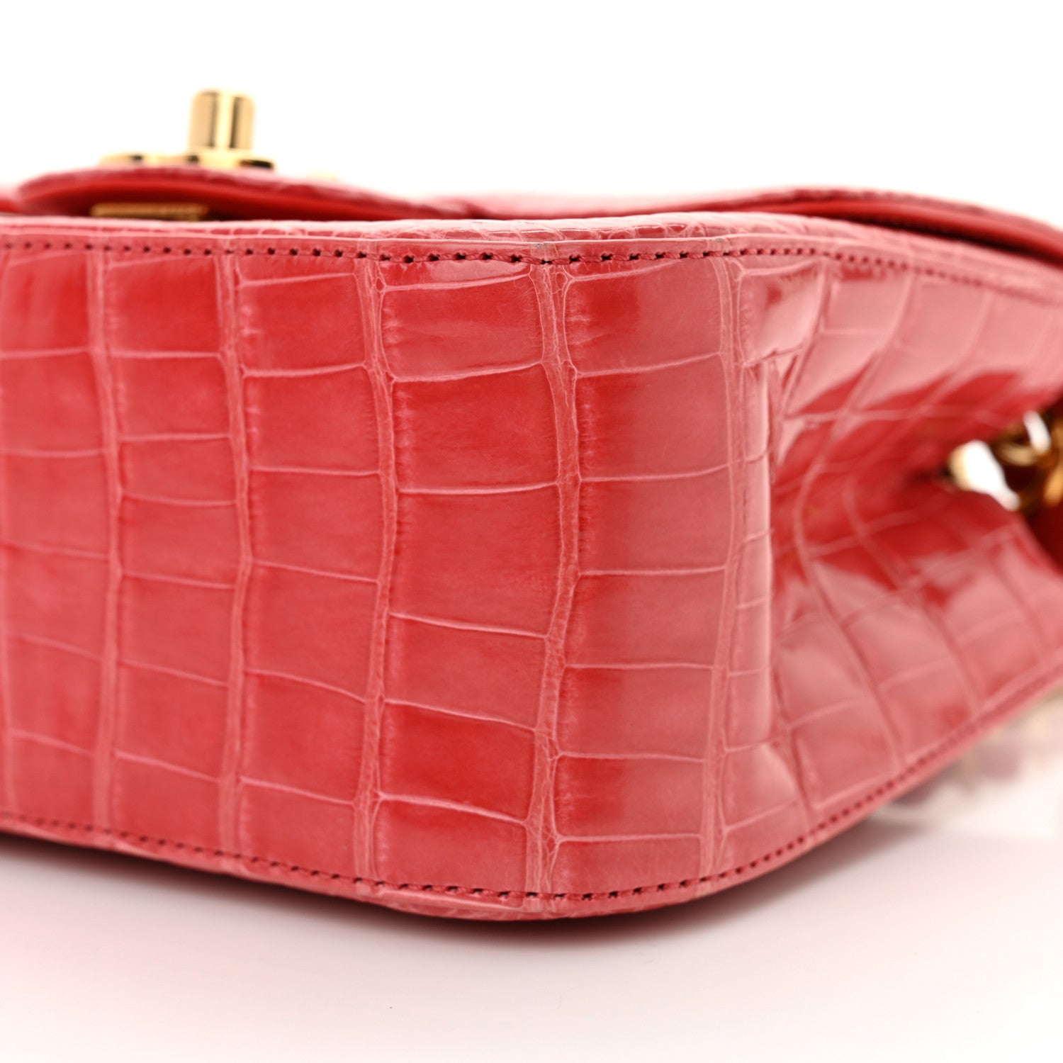 Chanel Shiny Alligator Mini Square Flap Pink 10 of 11